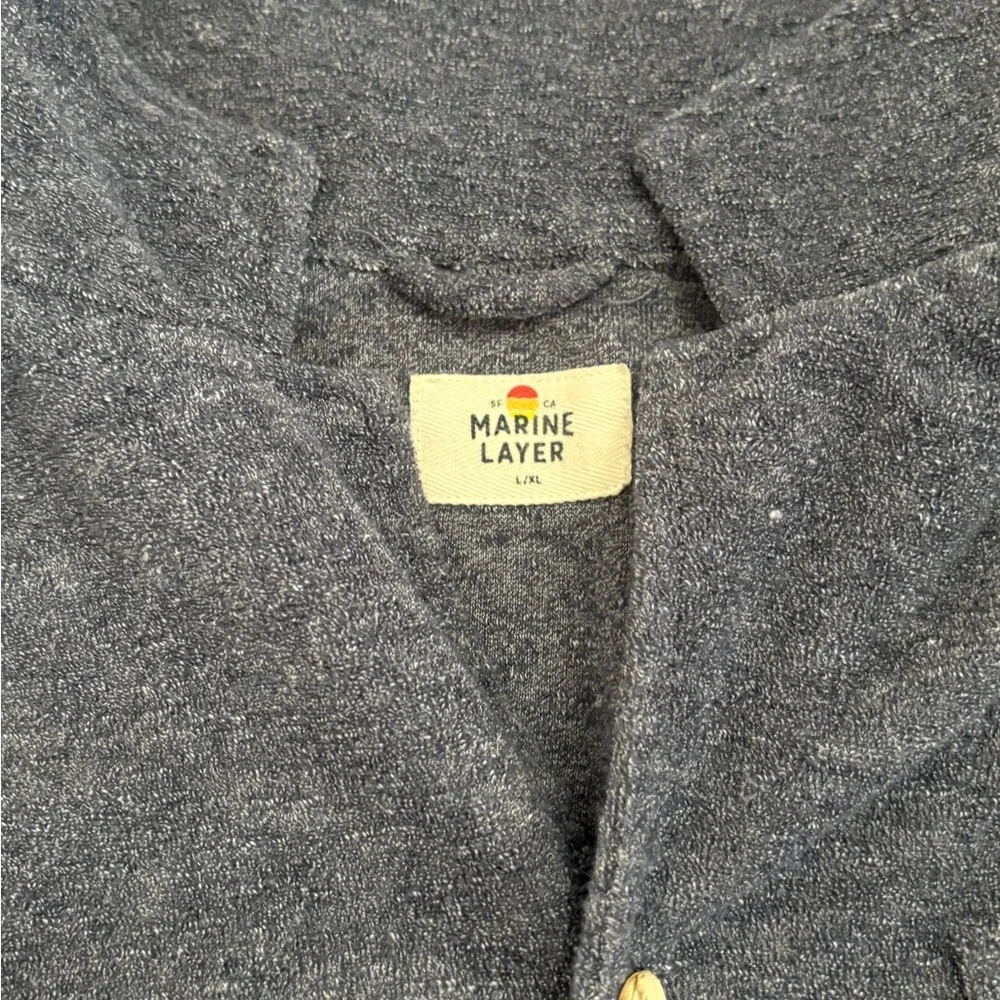 Marine Layer Terry Out Resort Shirt Blue Size L Terrycloth Button Up - Picture 3 of 5